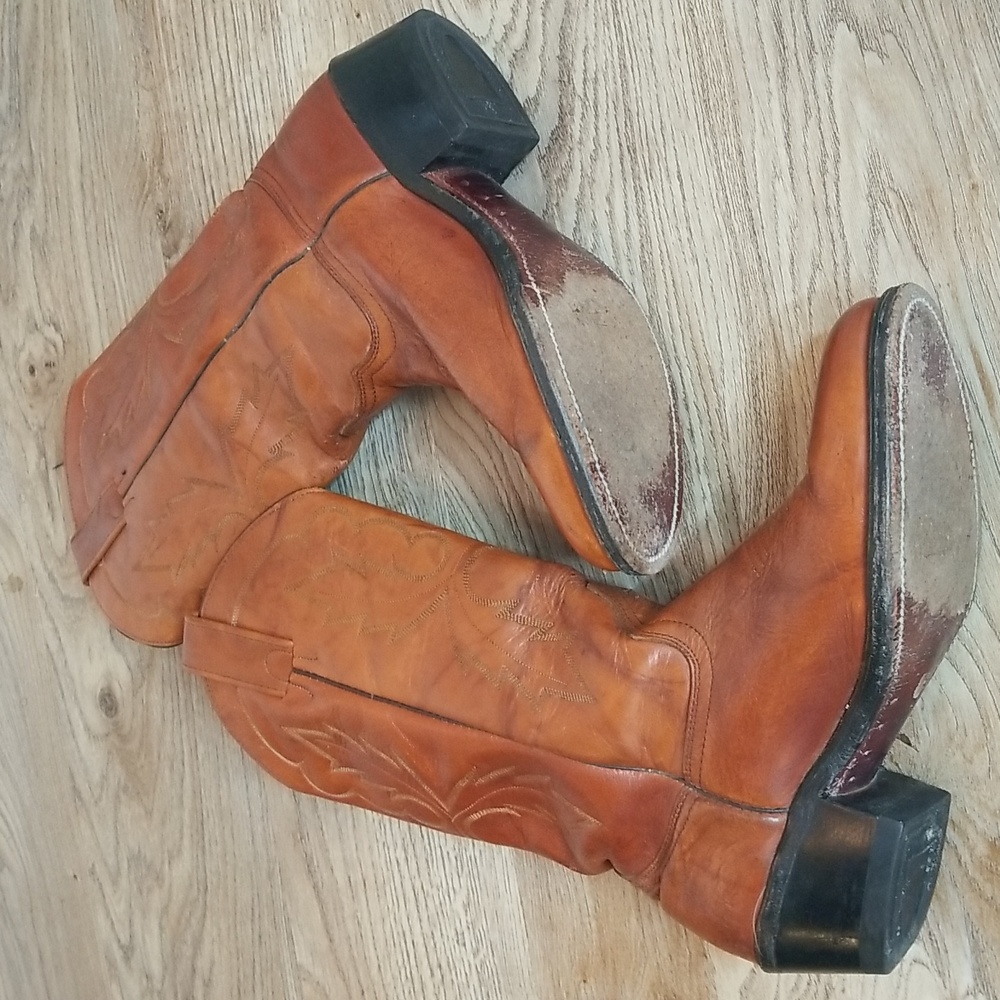 Miller Stockman Mens Cognac Cowboy Boots Size 7 1/2 - Picture 9 of 12